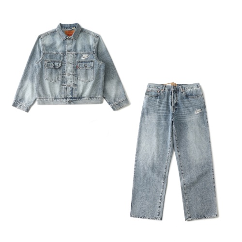 Levi's x Nike Denim Jacket & Jeans Set, Button Closure, Relaxed Fit