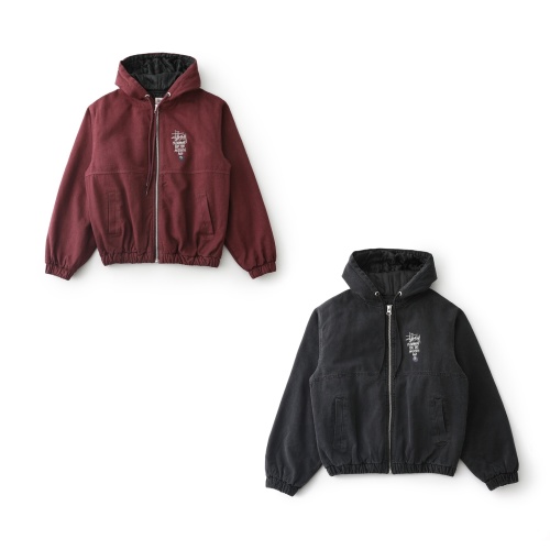Stussy Washed Black Eight Ball Embroidered Logo Jacket Zip Up Cotton Coat 1 Stussy Washed Black Eight Ball Embroidered Logo Jacket Zip Up Cotton Coat