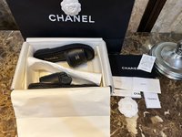 Chanel Shoes Slippers Black Straw Woven
