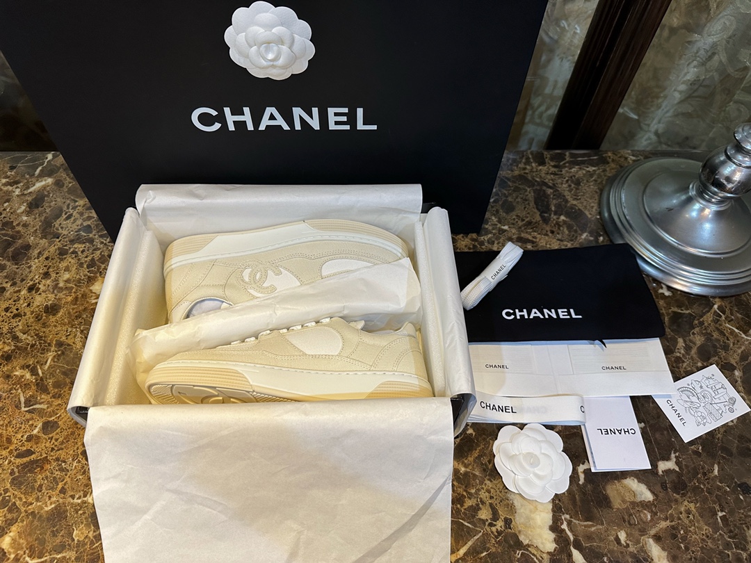 Chanel Replicas
 Shoes Sneakers Beige Canvas Sweatpants