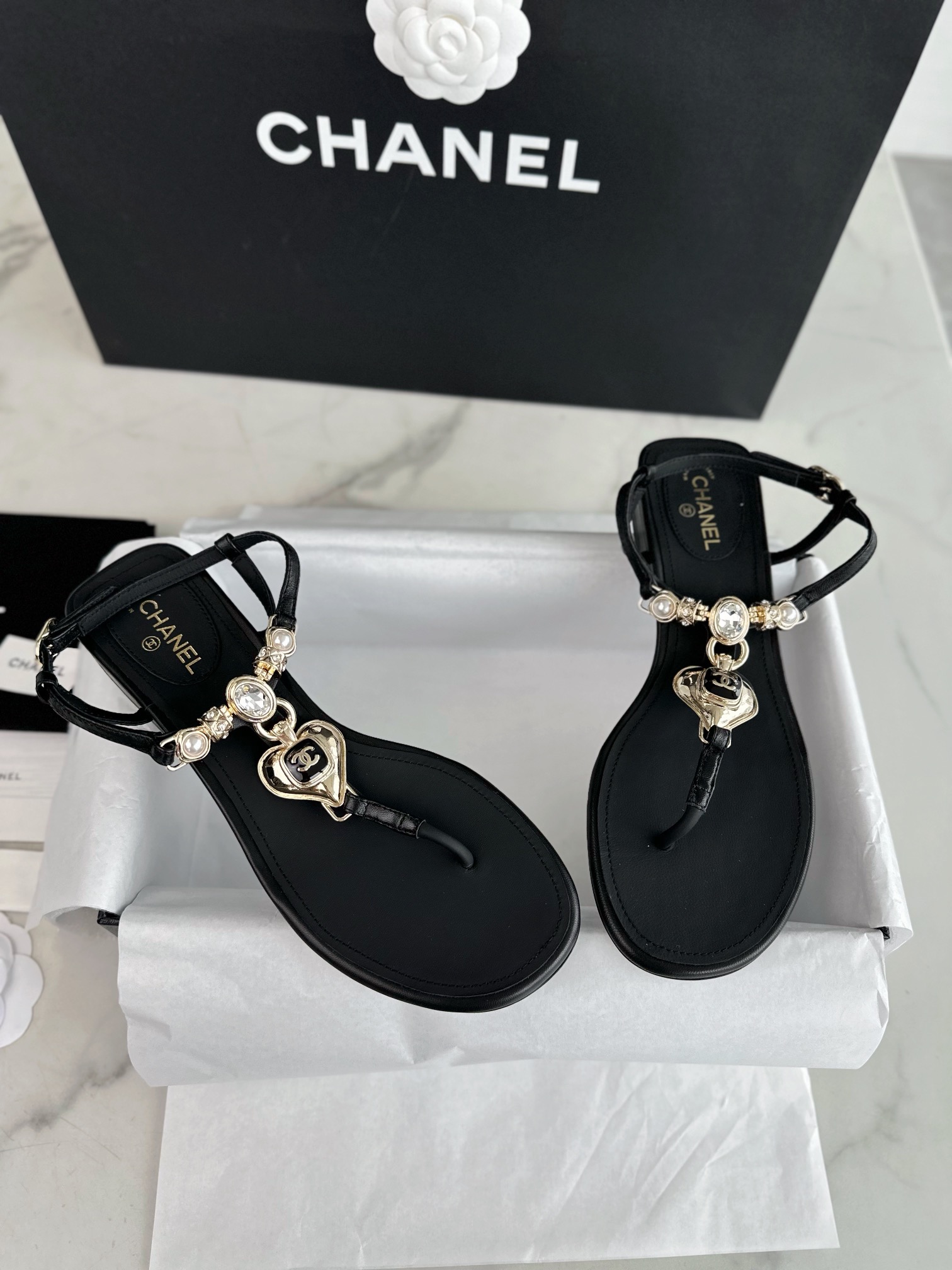 Chanel Sapatos Sandálias Preto