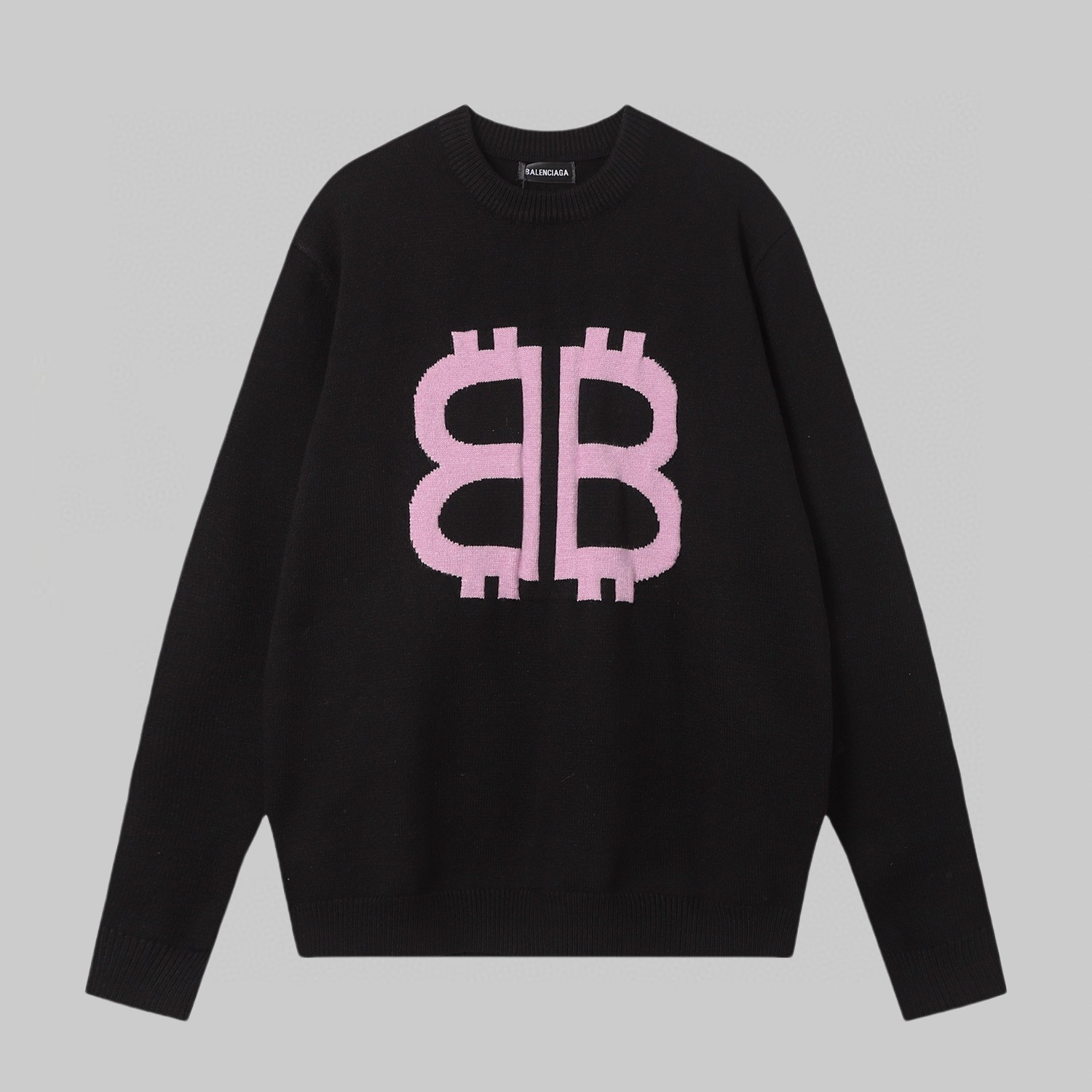 P135 Suéter de cuello redondo de punto de Balenciaga con letras doble B, manga larga, versátil, para otoño e invierno, …