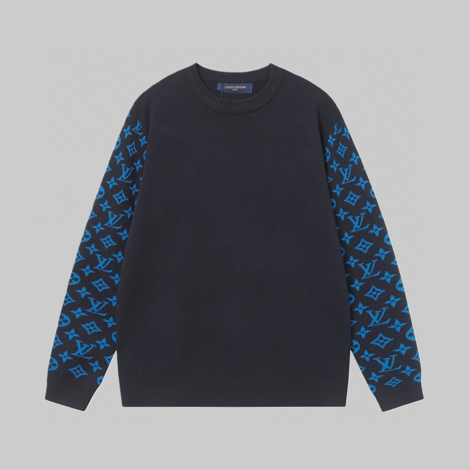 P140 LV Louis Vuitton jacquard sleeve wool crew neck knit sweater sweater using responsibly sourced cashmere and wool b…