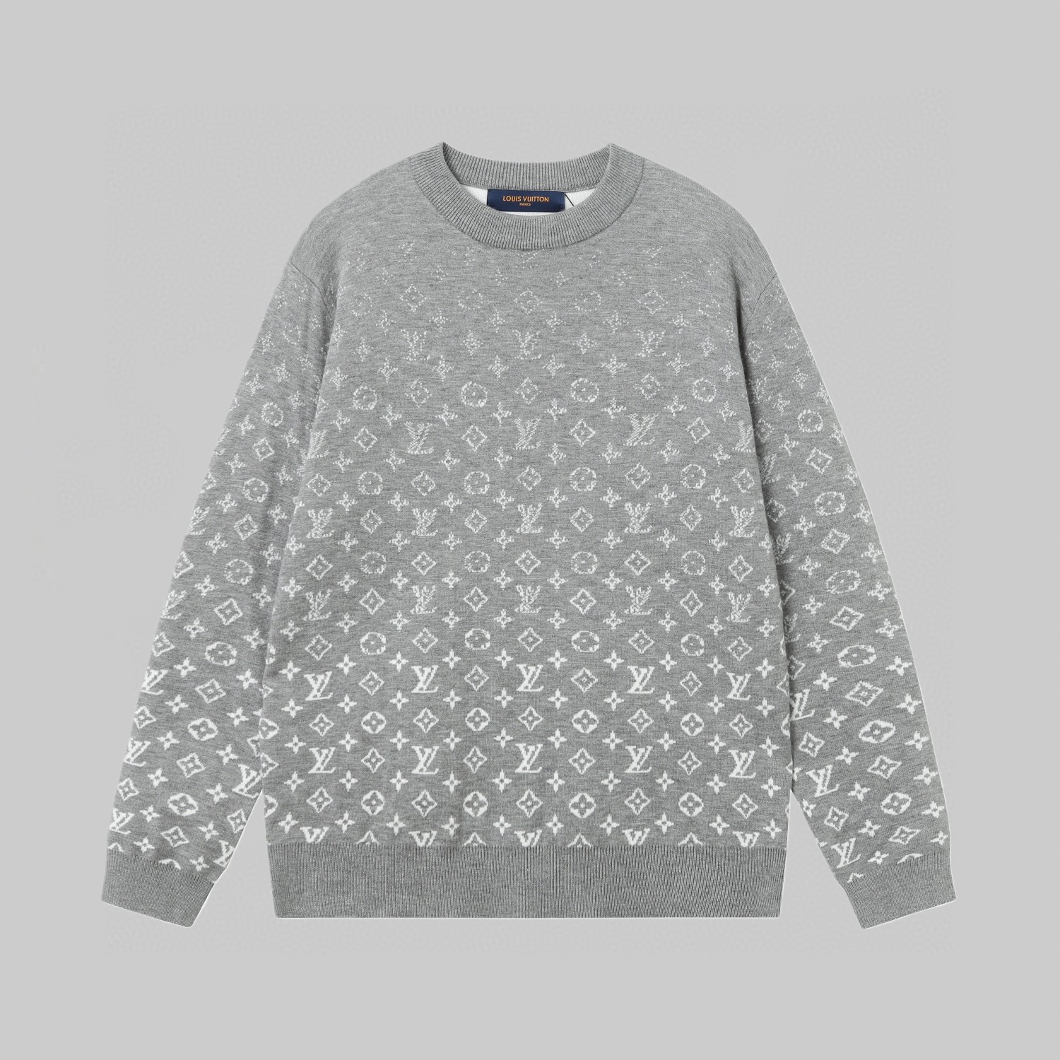 P130 LV Suéter de punto de Louis Vuitton para otoño-invierno, moderno y versátil, con cuello redondo, letras degradadas…