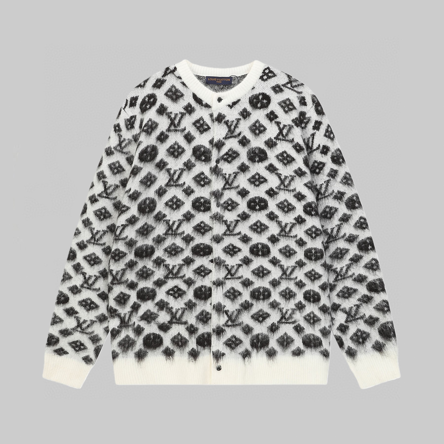 P165 LV Louis Vuitton cárdigan de punto casual con patrón clásico, suéter corto de alta calidad, tres etiquetas complet…