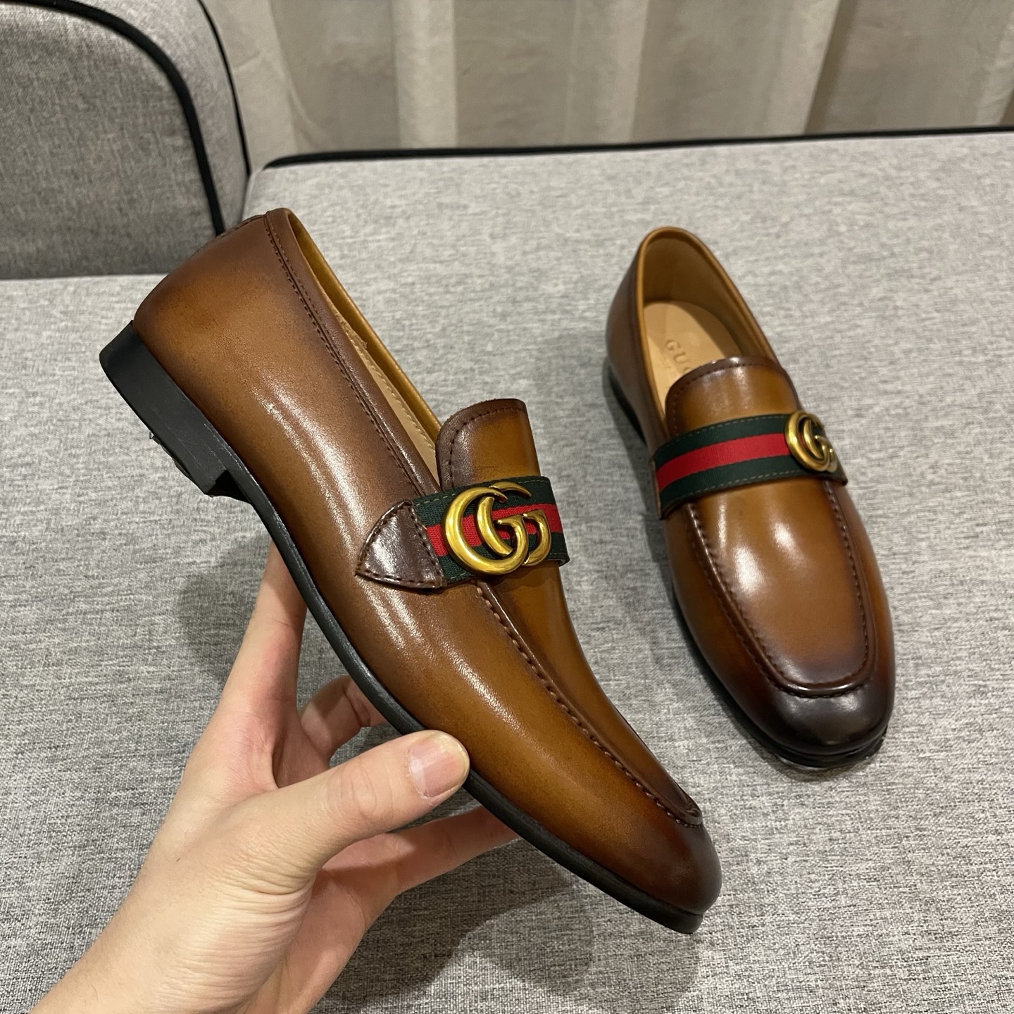 Gucci Men's Leather Loafers with Web and Double G - New Collection 8 i1740995999245 4805 0 6