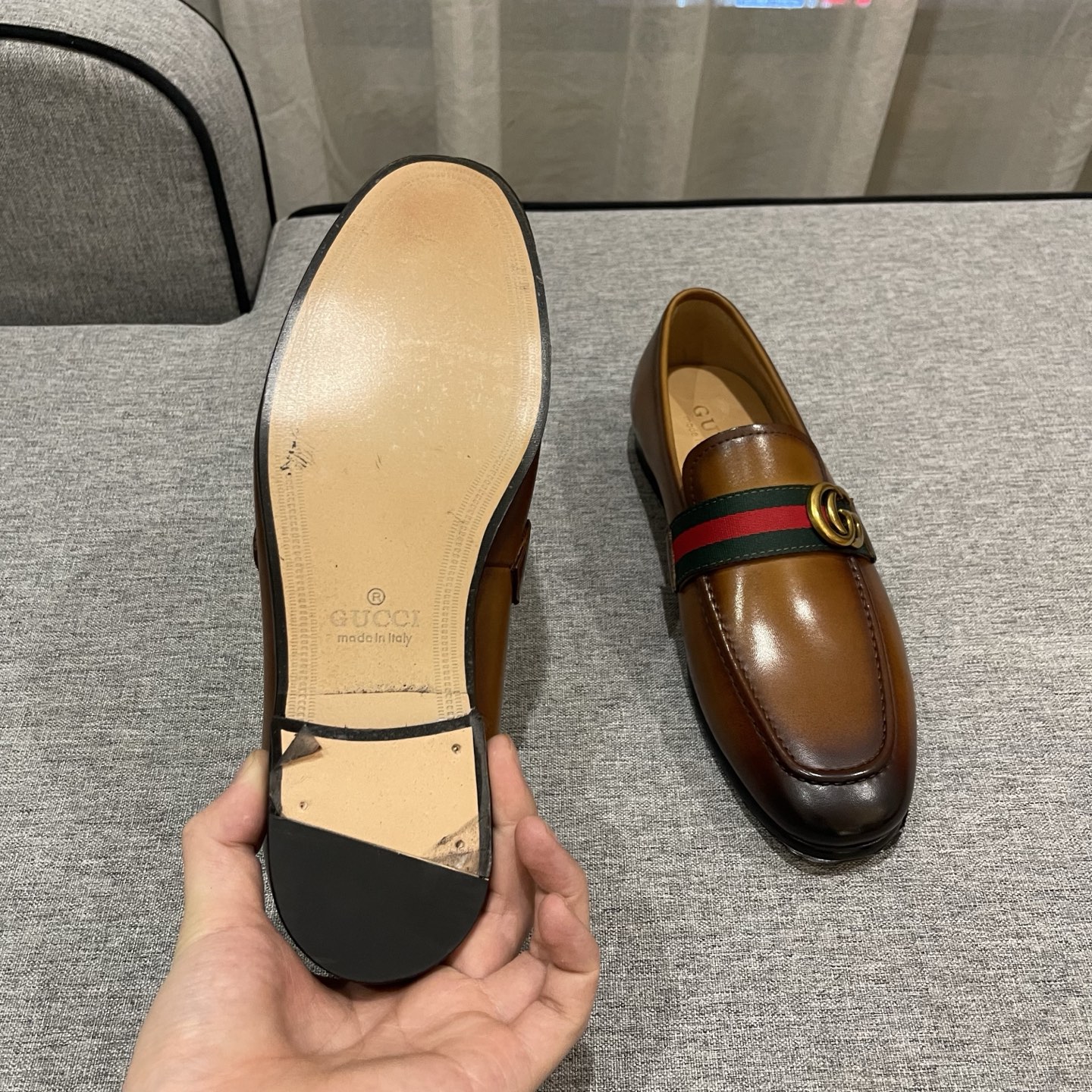 Gucci Men's Leather Loafers with Web and Double G - New Collection 9 i1740996013013 3437 0 7