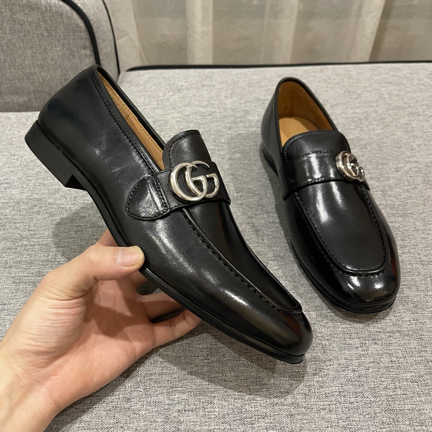 Gucci Men's Black Leather Loafers with Double G Hardware, Size 38-45 9 i1740996027725 4893 0 7