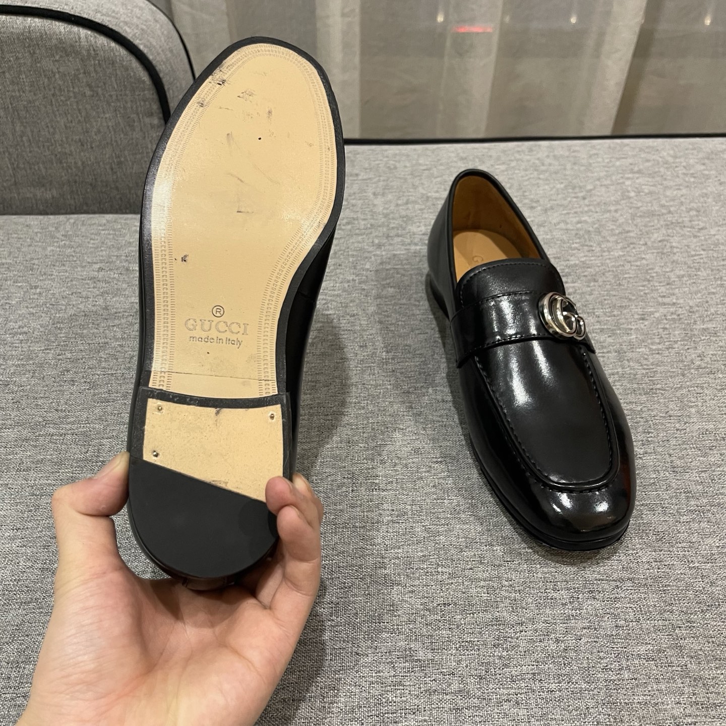 Gucci Men's Black Leather Loafers with Double G Hardware, Size 38-45 10 i1740996027748 7412 0 8