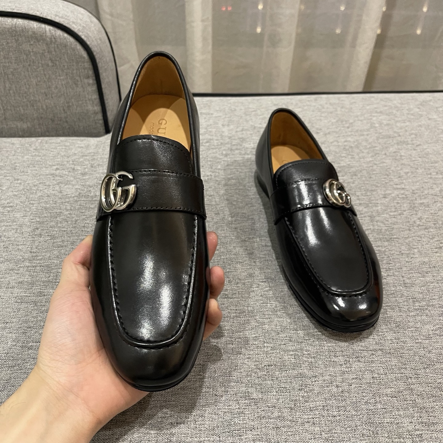 Gucci Men's Black Leather Loafers with Double G Hardware, Size 38-45 8 i1740996036261 1511 0 6