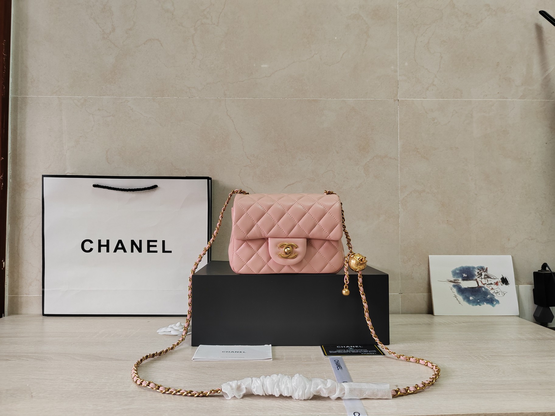 Chanel Classic Flap Bag Crossbody & Shoulder Bags Pink Chains