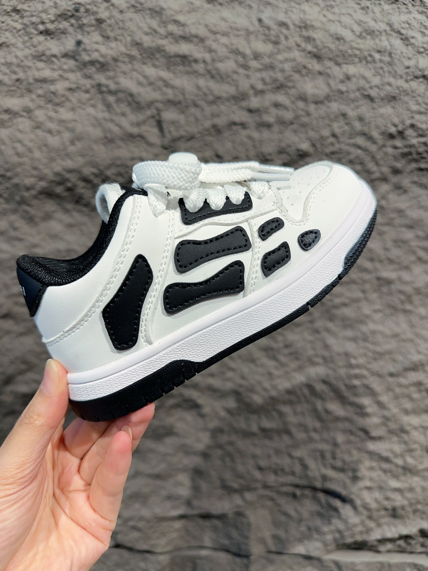 图片[4]-AMIRI骨骼骨头童鞋 王一博明星同款真皮透气百搭板鞋 鹿师兄同款小众国潮ins风硬核概念低帮运动休闲小白鞋 尺码：26-37-选品中心