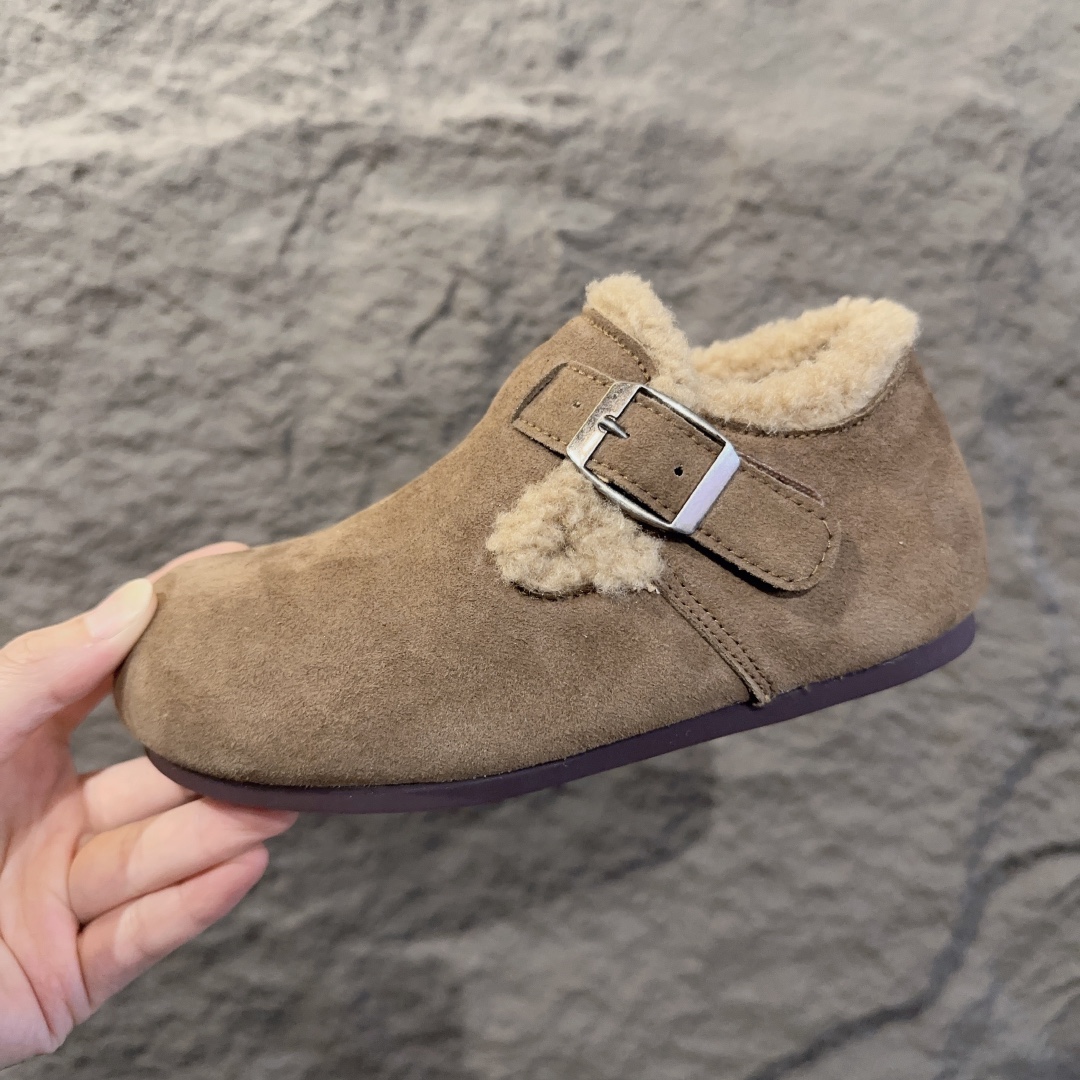图片[3]-勃肯加绒童鞋 BIRKENSTOCK勃肯加绒保暖洋气豆豆鞋 真皮软底可爱保暖防冻网红爆款 外侧魔术贴，26-37-选品中心