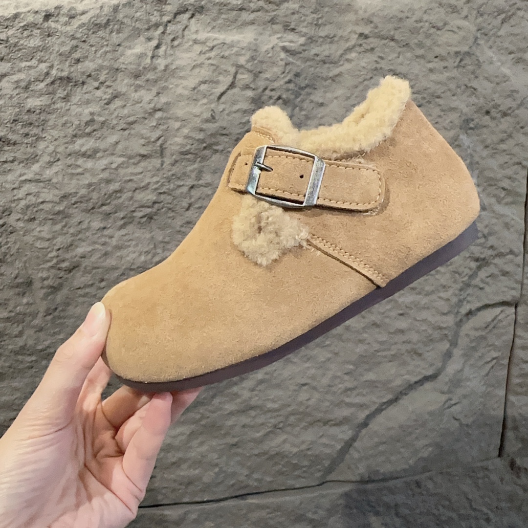 图片[3]-勃肯加绒童鞋 BIRKENSTOCK勃肯加绒保暖洋气豆豆鞋 真皮软底可爱保暖防冻网红爆款 外侧魔术贴，26-37-选品中心