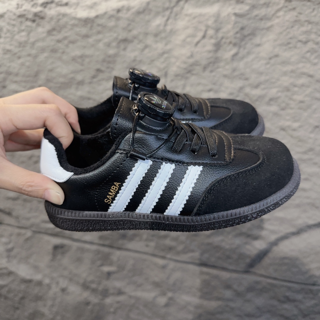 adidas 德训鞋旋转纽扣童鞋 阿迪达斯德训鞋复古休闲运动板鞋旋转纽扣童鞋 松紧带+旋转纽扣 26-37-选品中心