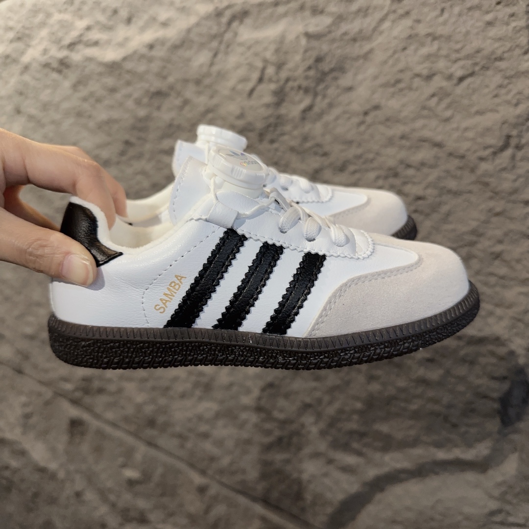 adidas 德训鞋旋转纽扣童鞋 阿迪达斯德训鞋复古休闲运动板鞋旋转纽扣童鞋 松紧带+旋转纽扣 26-37-选品中心