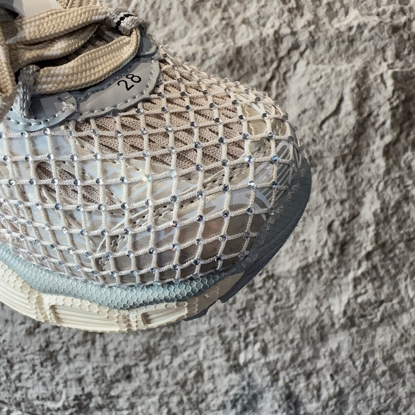 图片[5]-BALENCIAGA 3XL水钻童鞋 巴黎世家厚底增高鞋3XL渔网水钻复古休闲百搭鞋 系带方式：系带+内侧魔术 26-37-选品中心