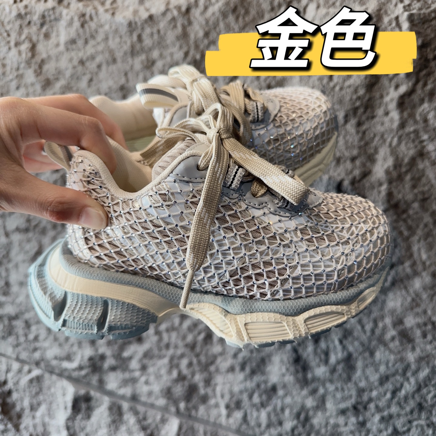 图片[6]-尺码表+集合图 BALENCIAGA 3XL水钻童鞋 巴黎世家厚底增高鞋3XL渔网水钻复古休闲百搭鞋 系带方式：系带+内侧魔术 26-37-选品中心