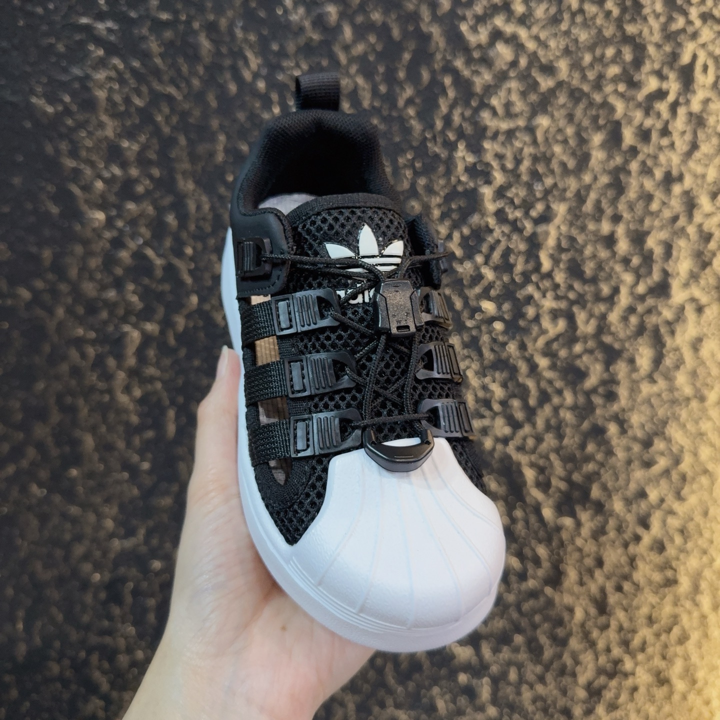 图片[2]-didas 贝壳头凉鞋 德训鞋童鞋 阿迪达斯贝壳头德训鞋童鞋 包头防撞凉鞋 系带方式：松紧扣 号码：26-37-选品中心