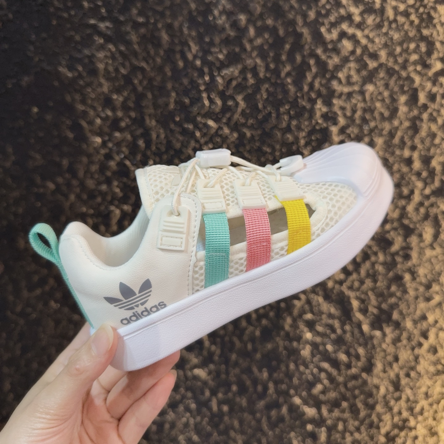 图片[4]-didas 贝壳头凉鞋 德训鞋童鞋 阿迪达斯贝壳头德训鞋童鞋 包头防撞凉鞋 系带方式：松紧扣 号码：26-37-选品中心