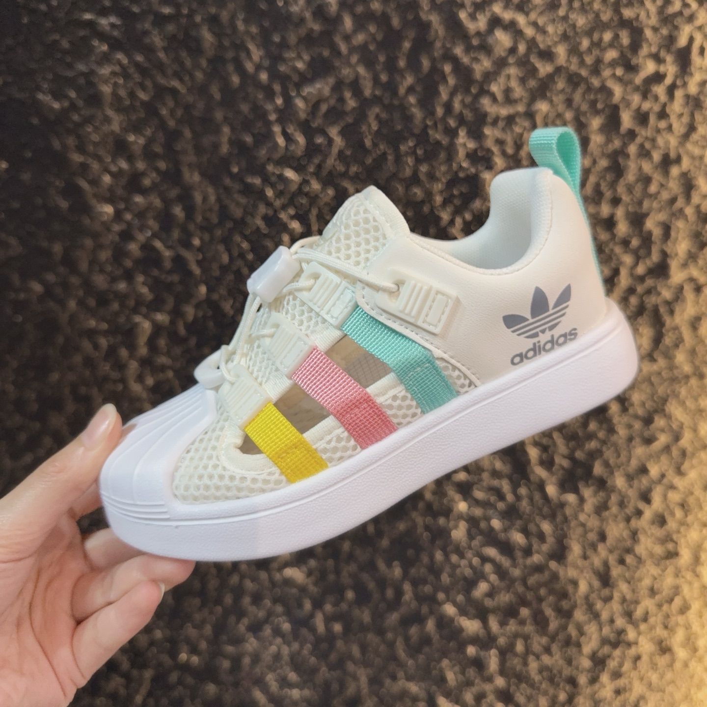 图片[3]-didas 贝壳头凉鞋 德训鞋童鞋 阿迪达斯贝壳头德训鞋童鞋 包头防撞凉鞋 系带方式：松紧扣 号码：26-37-选品中心