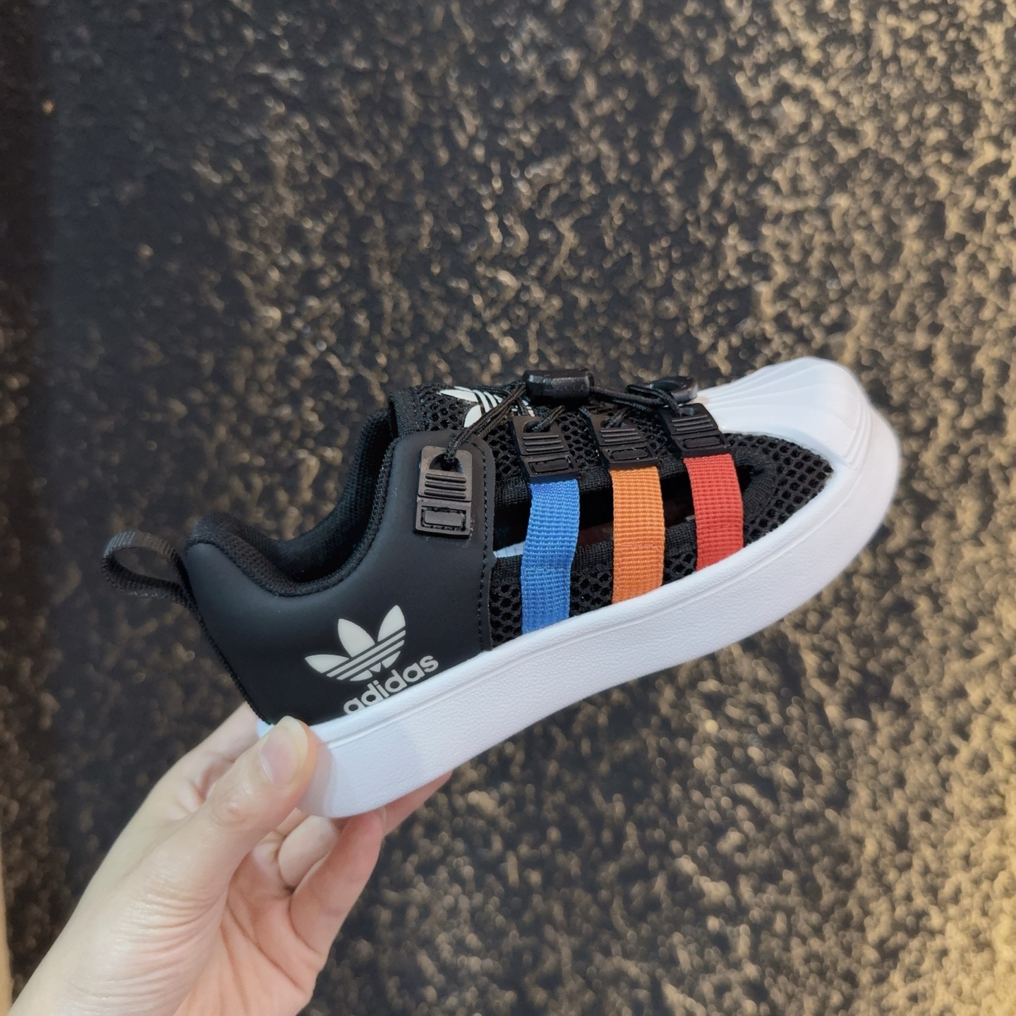 图片[4]-didas 贝壳头凉鞋 德训鞋童鞋 阿迪达斯贝壳头德训鞋童鞋 包头防撞凉鞋 系带方式：松紧扣 号码：26-37-选品中心