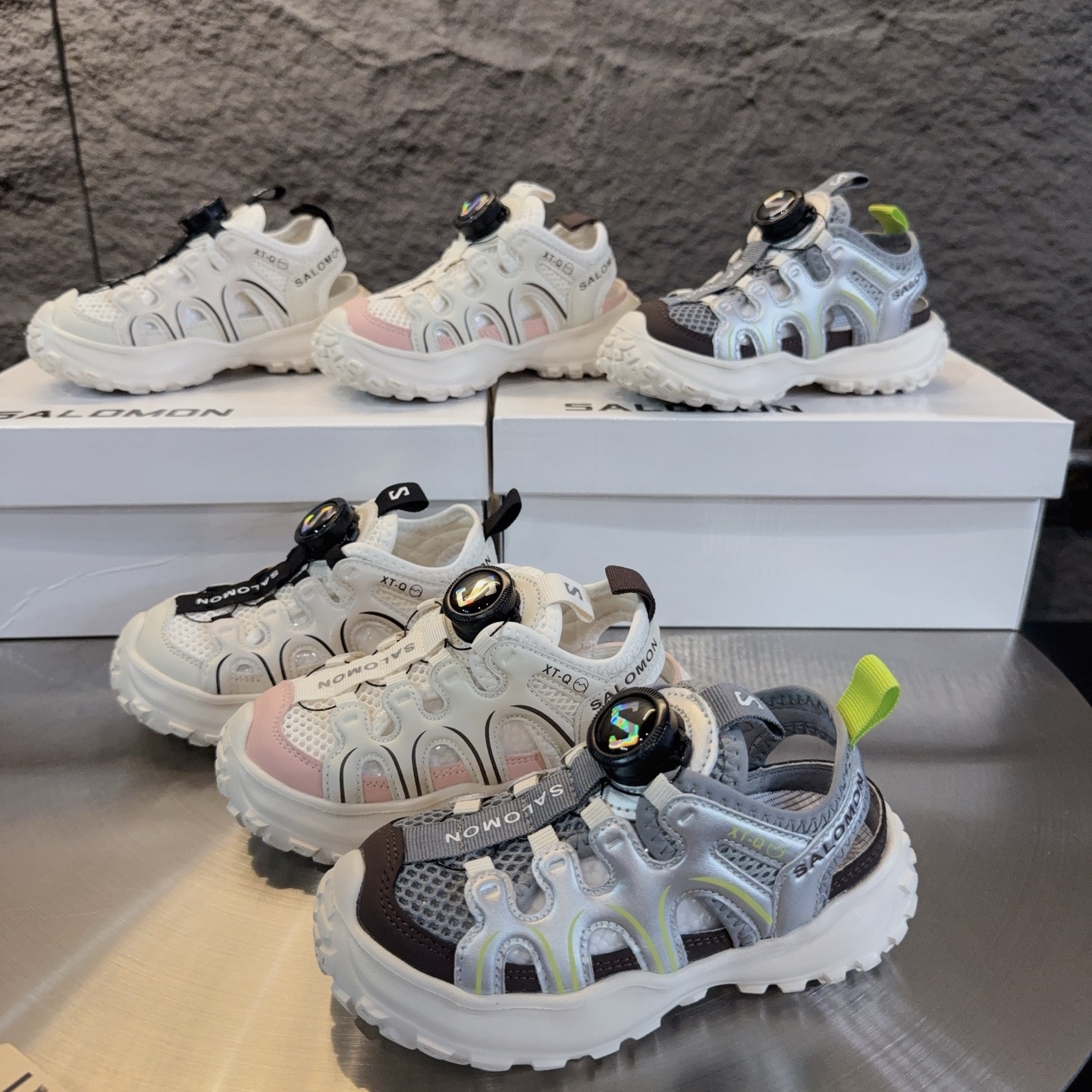 图片[2]-尺码表+集合图～ 儿童萨络蒙XT-Q旋转纽扣凉鞋 SALOMON XT-Q系列旋转纽扣包头防撞童鞋 溯溪鞋凉鞋 萨络蒙XT-Q透气网鞋榴莲底涉水鞋沙滩鞋 尺码：26-37-选品中心