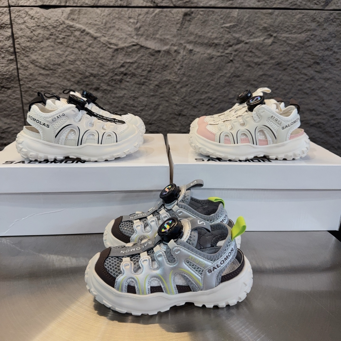 图片[3]-尺码表+集合图～ 儿童萨络蒙XT-Q旋转纽扣凉鞋 SALOMON XT-Q系列旋转纽扣包头防撞童鞋 溯溪鞋凉鞋 萨络蒙XT-Q透气网鞋榴莲底涉水鞋沙滩鞋 尺码：26-37-选品中心