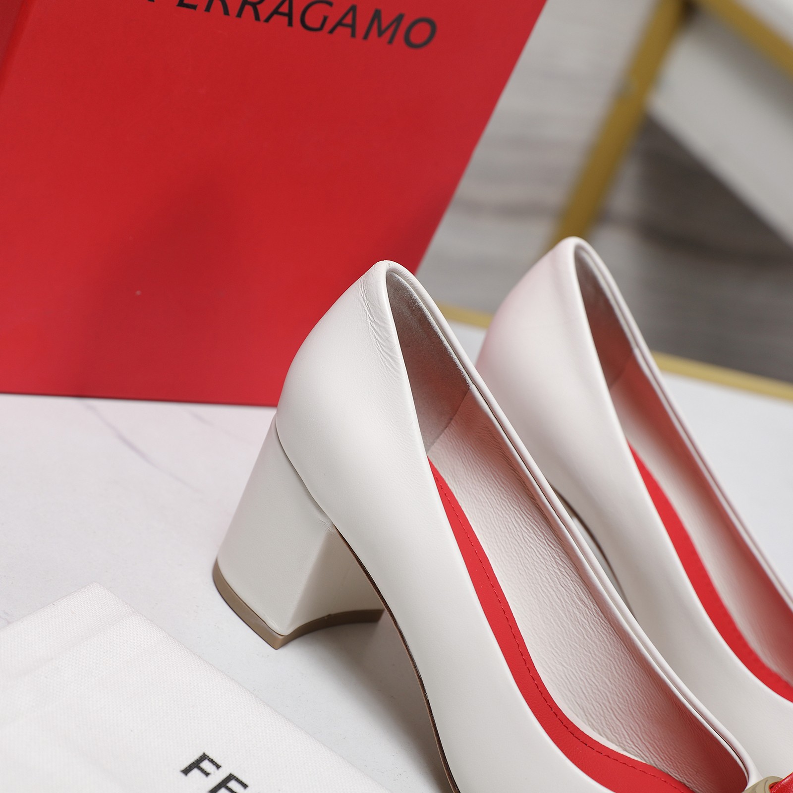 Salvatore Ferragamo Women's Gancini Heel Pumps in White Leather 9 a1734185445507 4000