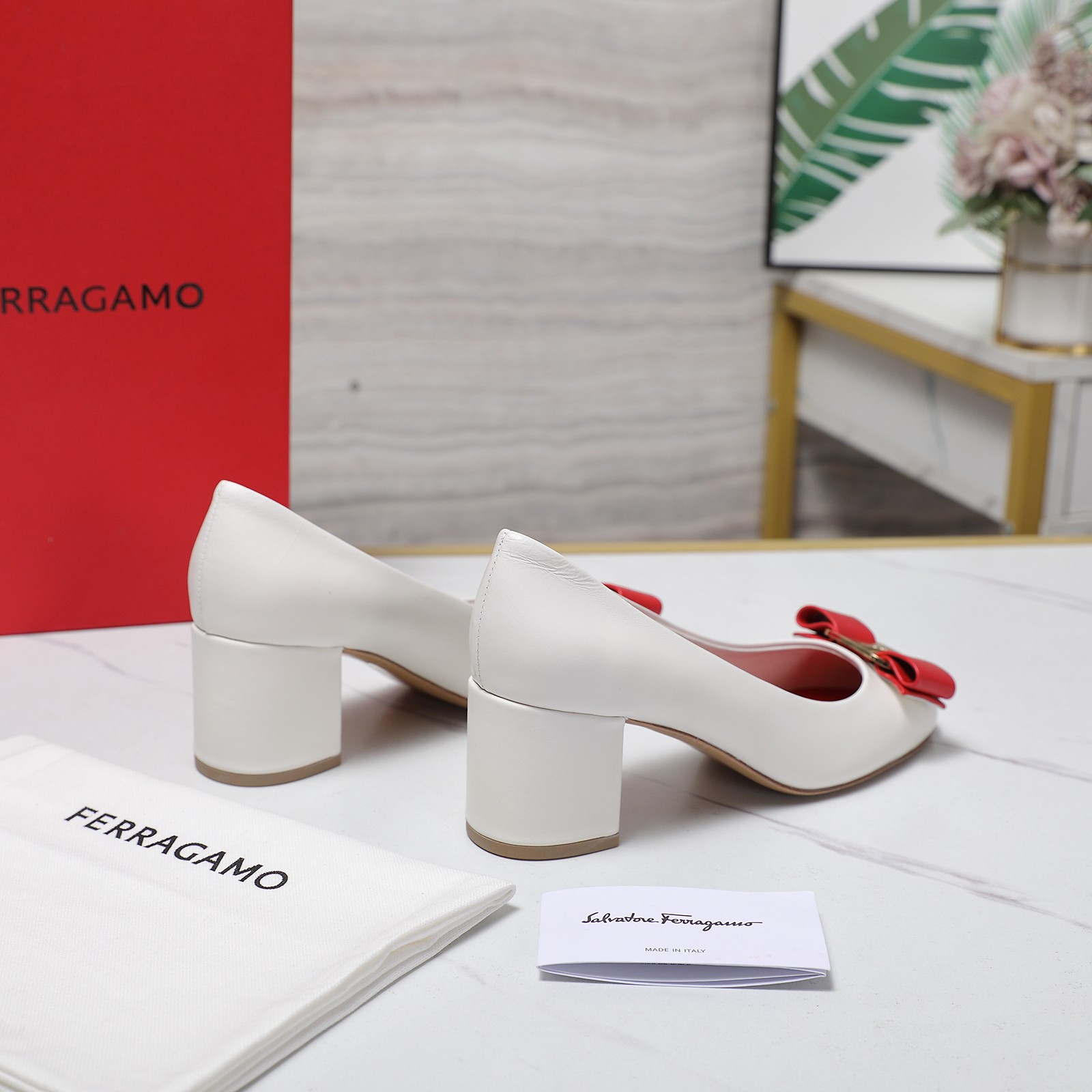 Salvatore Ferragamo Women's Gancini Heel Pumps in White Leather 10 a1734185446978 8612