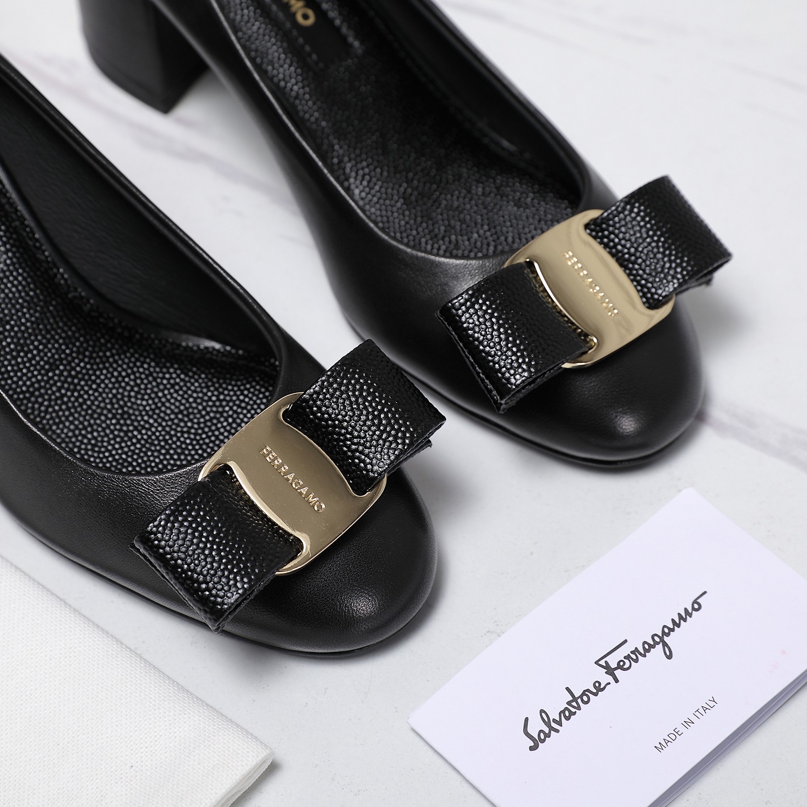 Salvatore Ferragamo Women's Round-Toe Block Heel Pumps with Bow 6 a1734185495797 7177