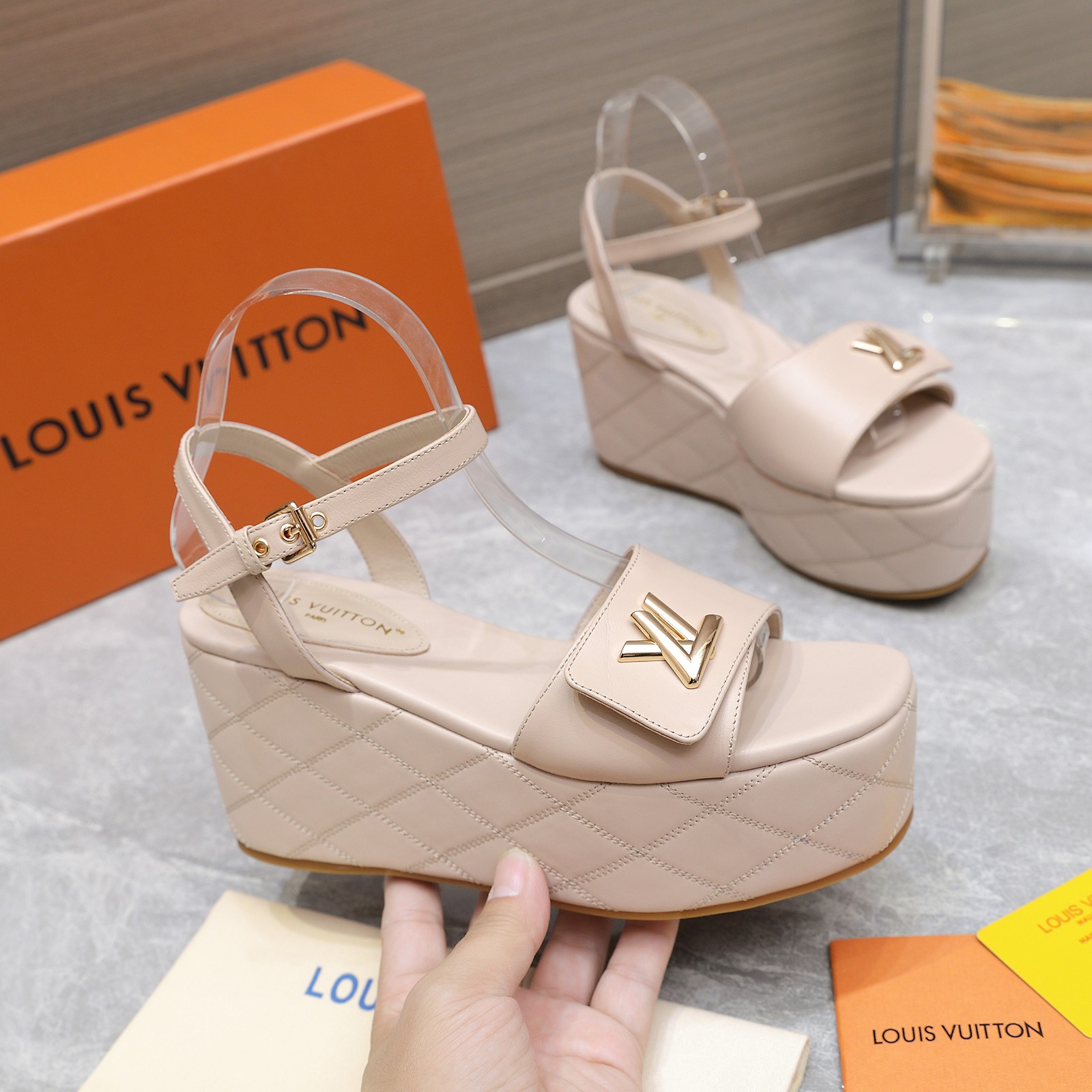 Louis Vuitton Women's Shake Wedge Sandals in Calfskin with LV Embellishment 2 a1734613994779 6547