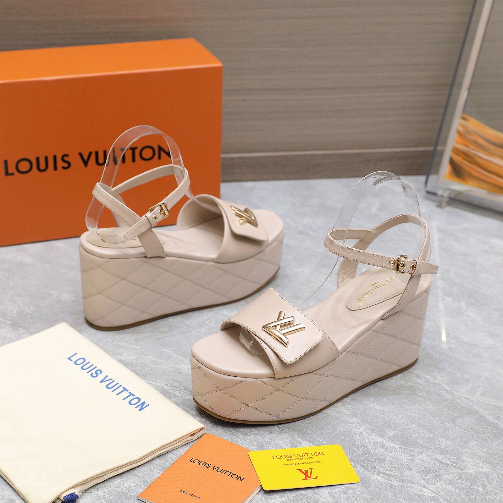 Louis Vuitton Women's Shake Wedge Sandals in Calfskin with LV Embellishment 4 a1734613994780 0545