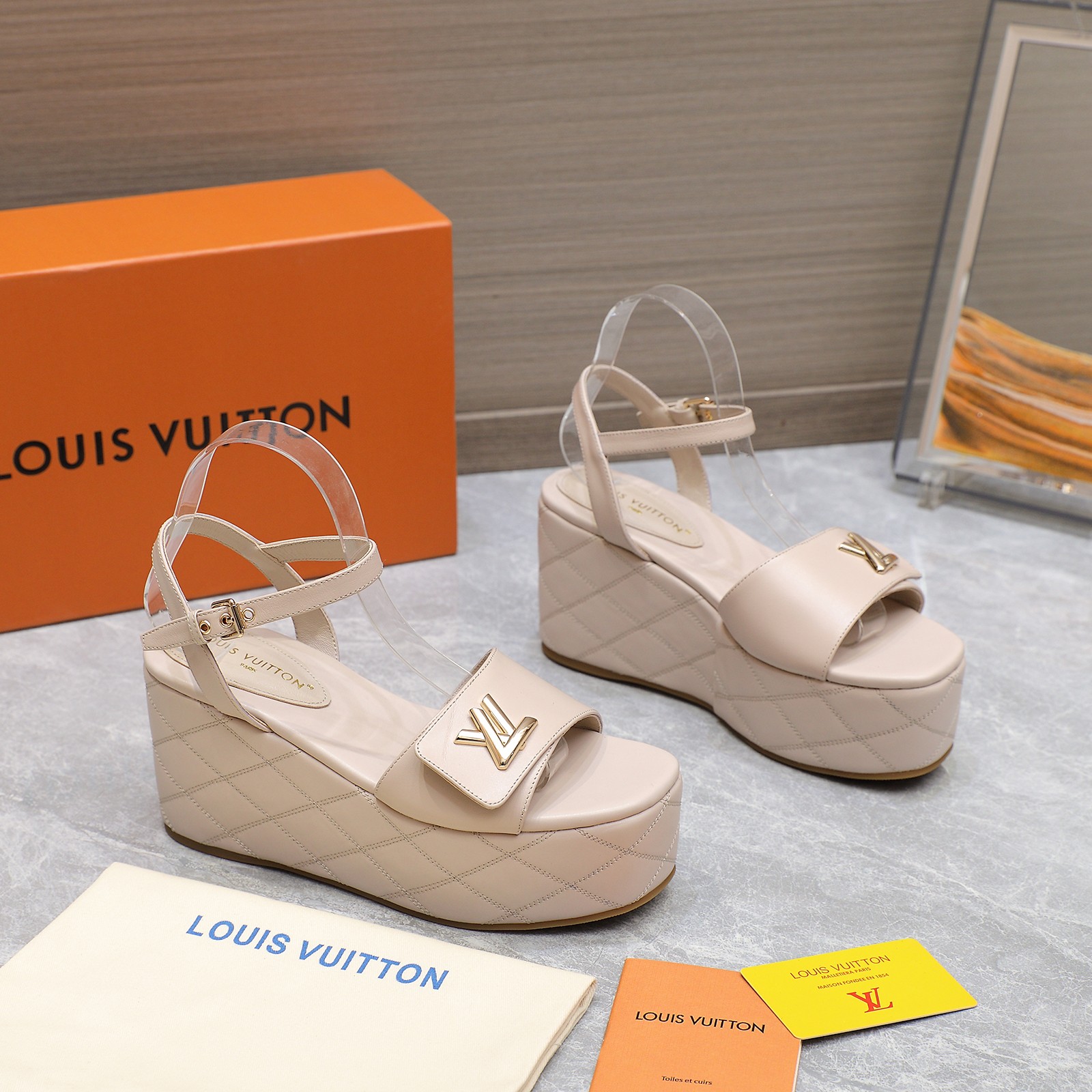 Louis Vuitton Women's Shake Wedge Sandals in Calfskin with LV Embellishment 5 a1734613996275 5812