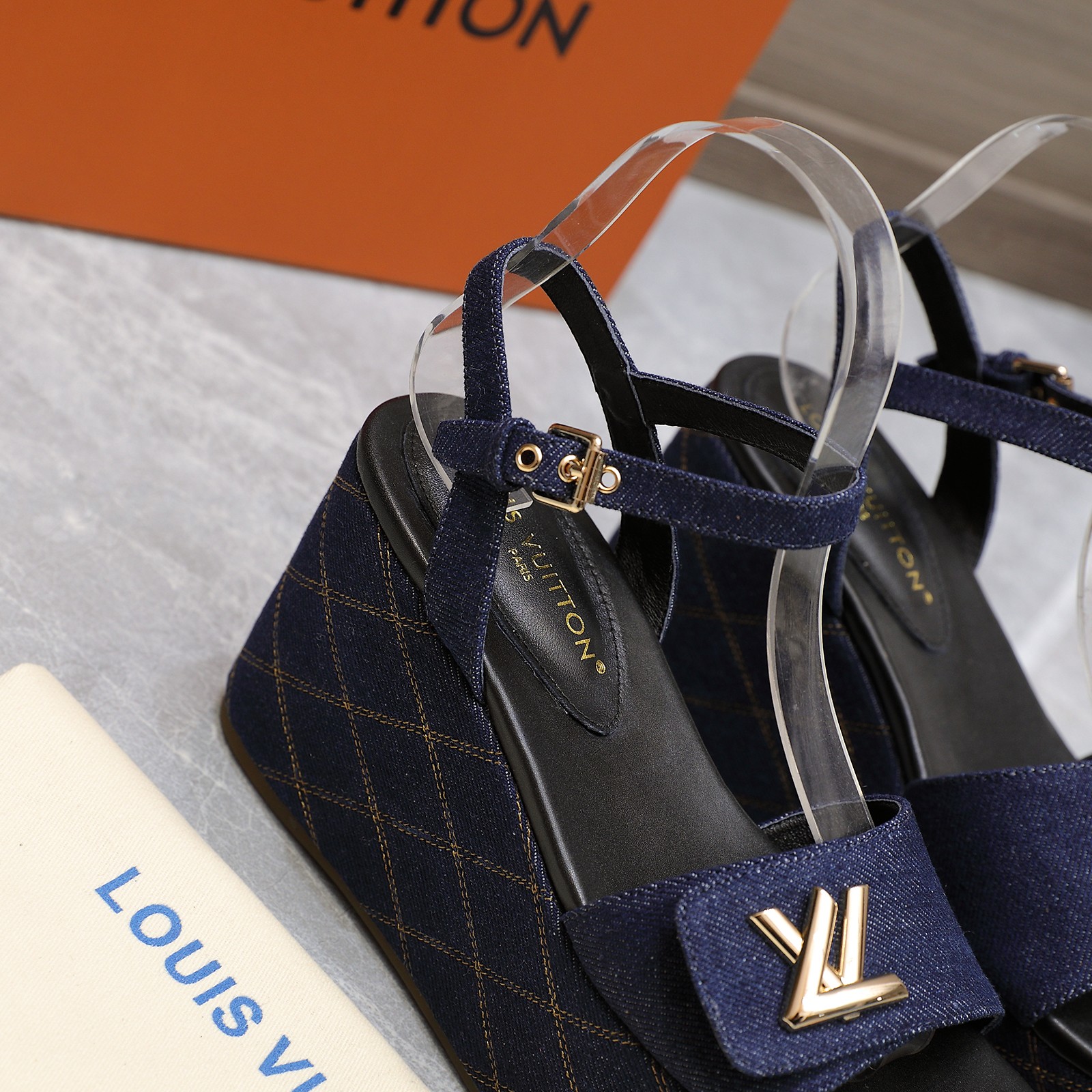 Louis Vuitton Women's Denim Wedge Sandals with LV Logo - Summer Style 10 a1734614574913 6730