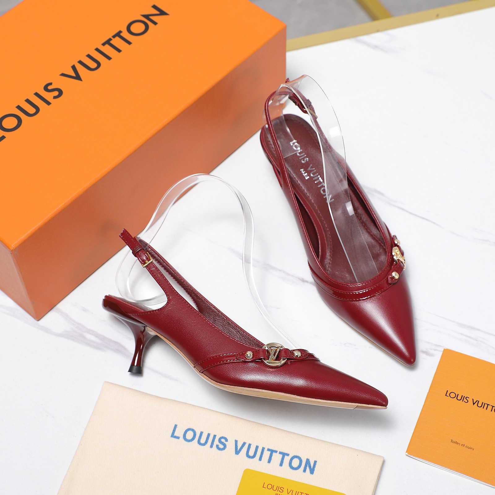 Louis Vuitton Urban Twist Slingback Pumps - Elegant Leather Kitten Heel Shoes 3 a1736413393140 5705