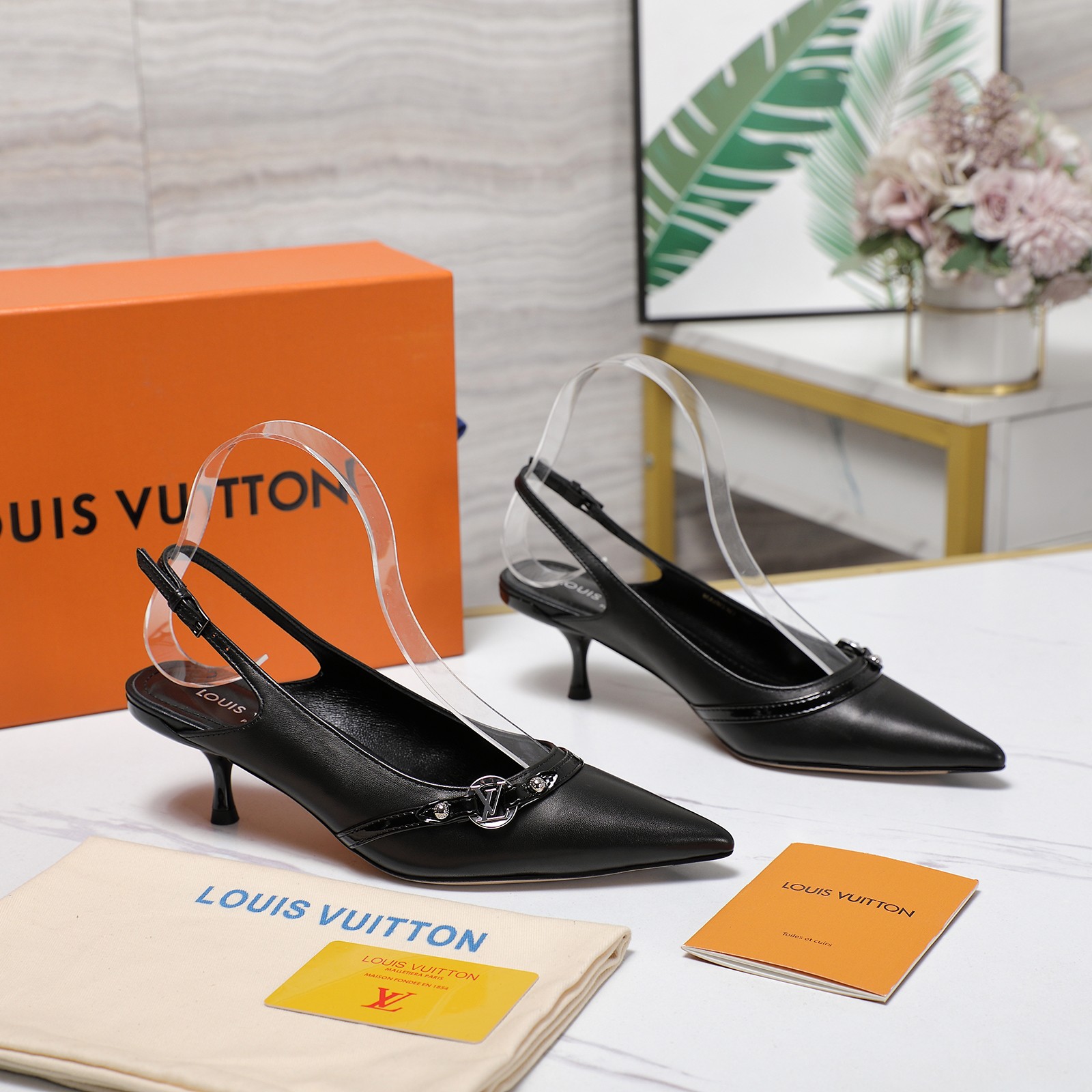 Louis Vuitton Urban Twist Slingback Pumps, Leather Kitten Heel, Pointed Toe 5 a1736413421662 0620