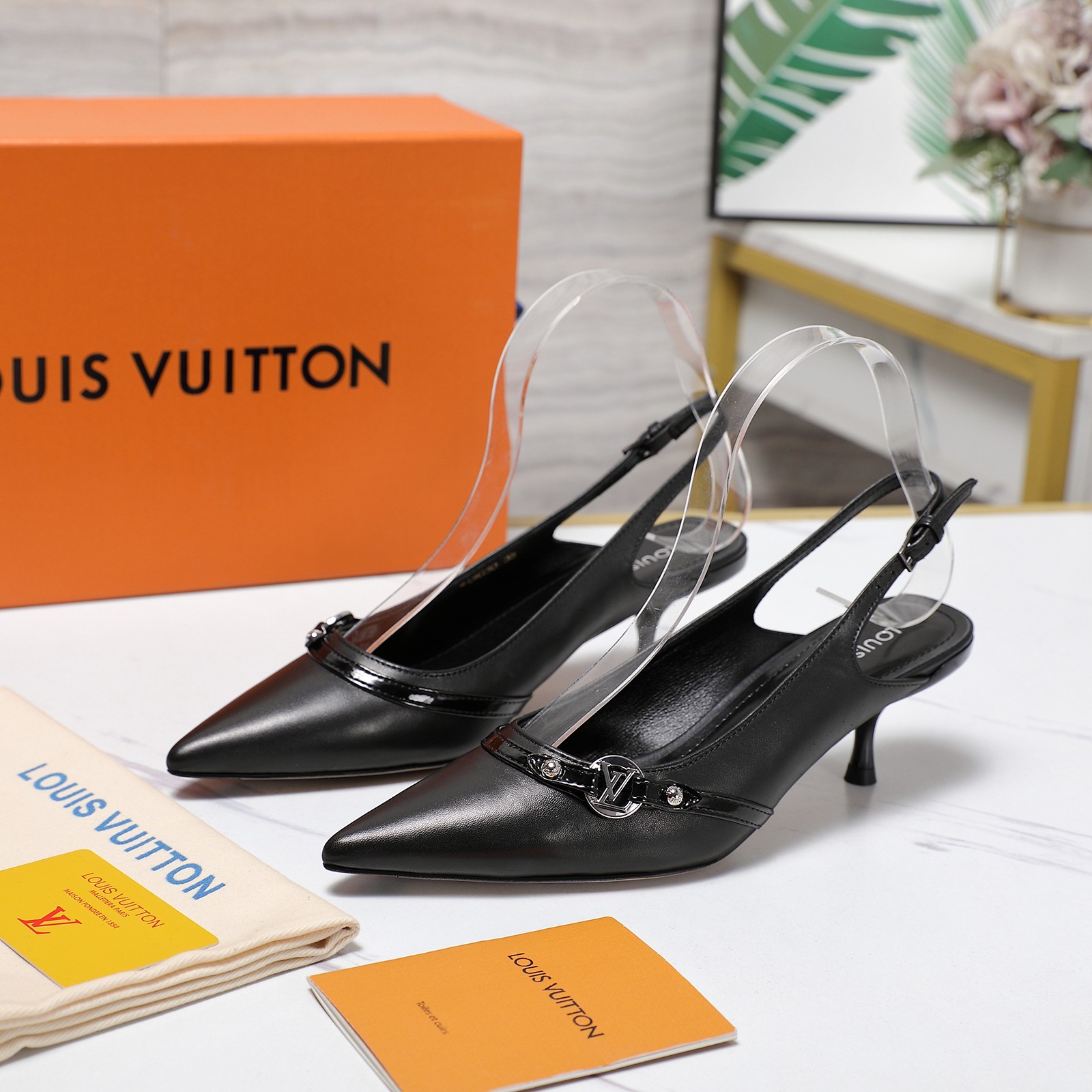 Louis Vuitton Urban Twist Slingback Pumps, Leather Kitten Heel, Pointed Toe 3 a1736413421710 7508