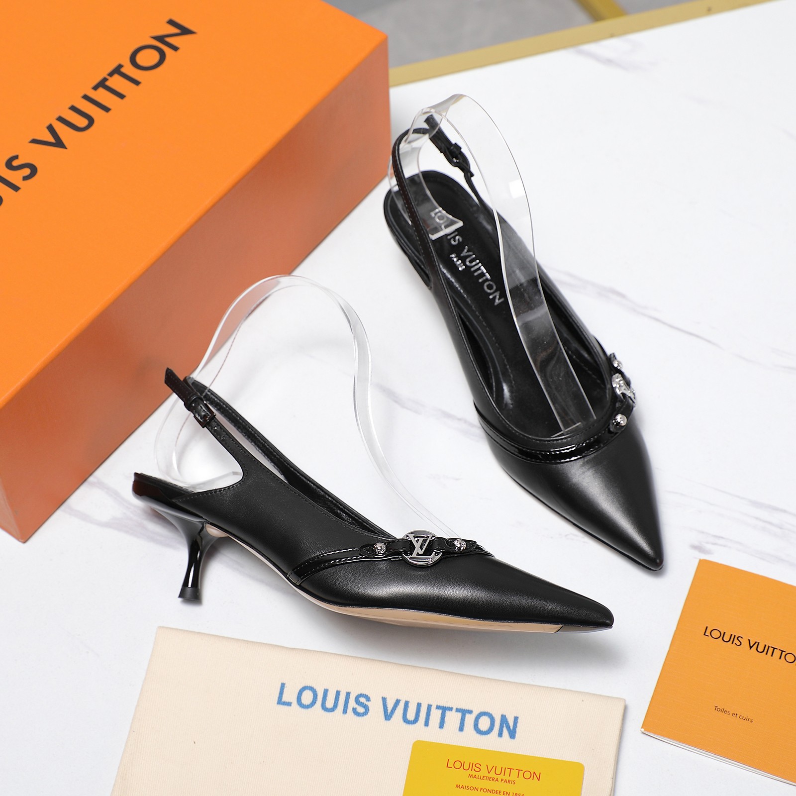 Louis Vuitton Urban Twist Slingback Pumps, Leather Kitten Heel, Pointed Toe 4 a1736413423239 5850