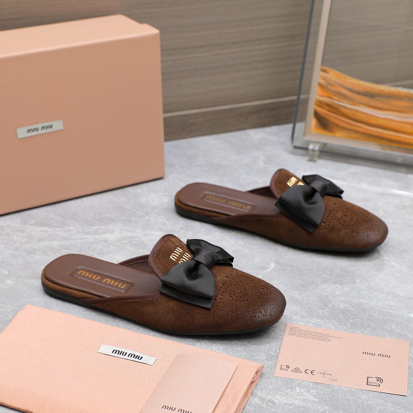 Miu Miu Bow-Embellished Suede Loafer Mules: Elegant and Comfortable 7 a1736428827166 5831