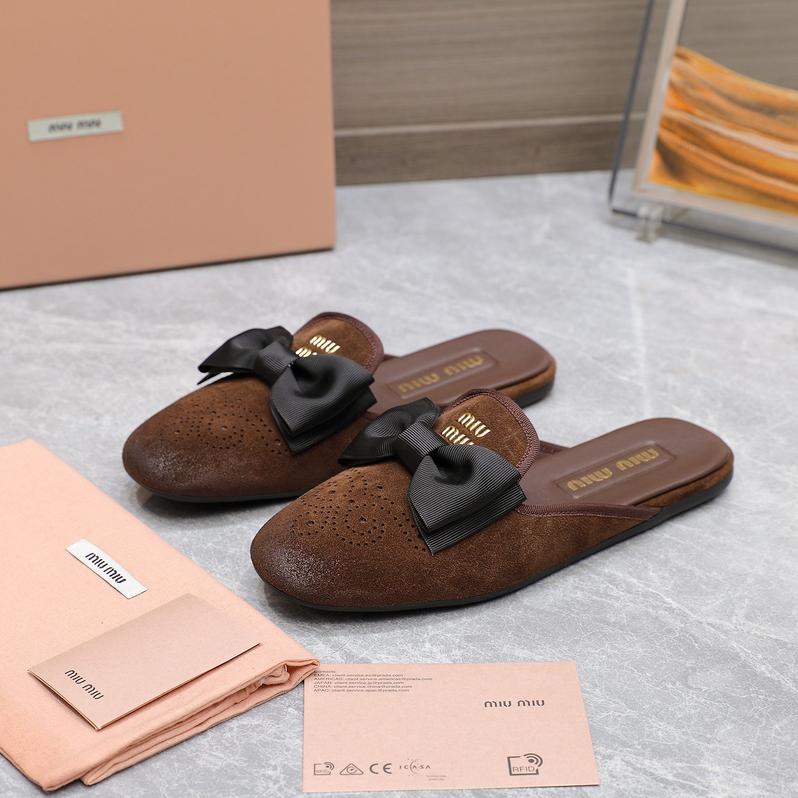 Miu Miu Bow-Embellished Suede Loafer Mules: Elegant and Comfortable 4 a1736428829129 8222