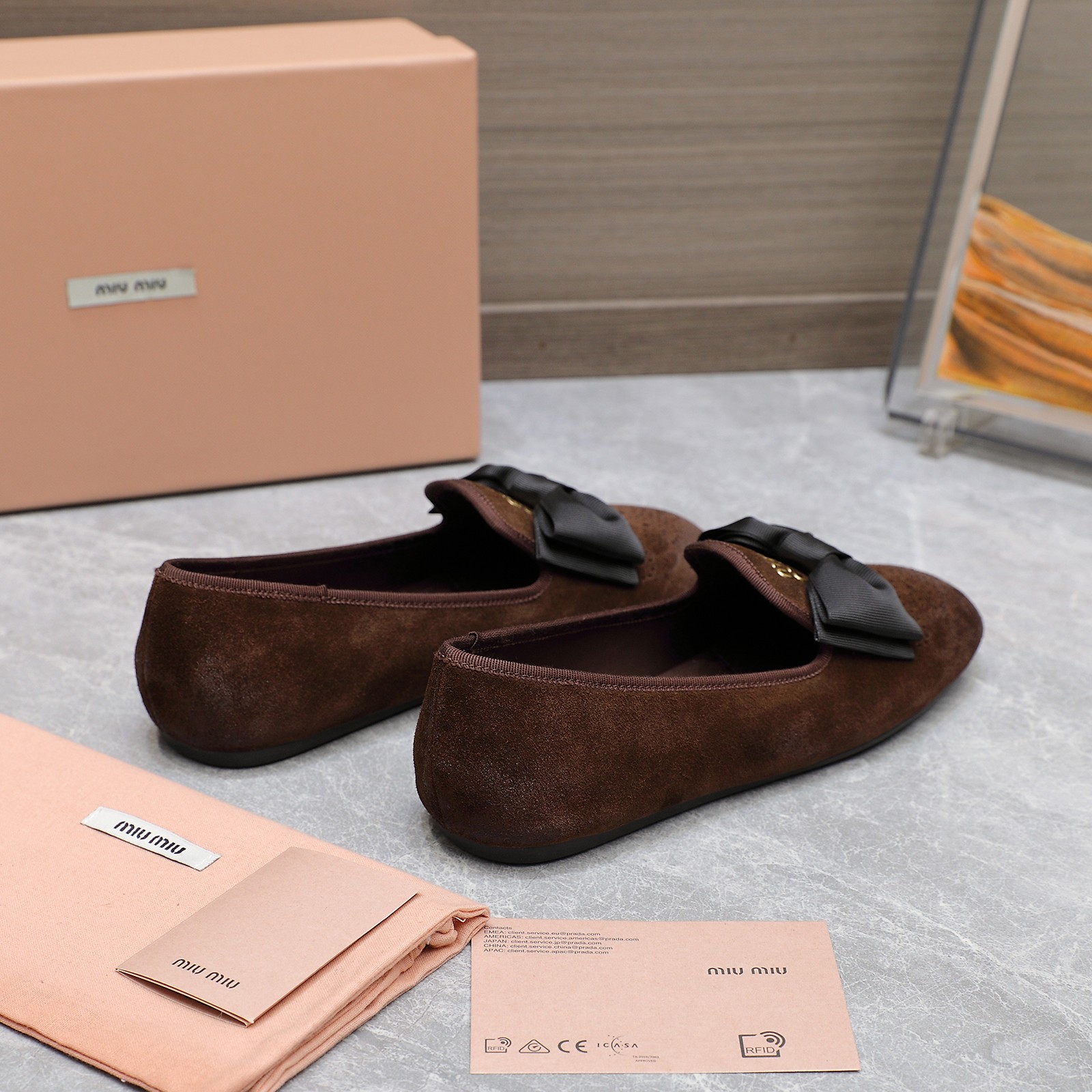 Miu Miu Bow Accent Suede Loafers - Elegant and Cute, Perfect for Any Occasion 6 a1736429081760 4338