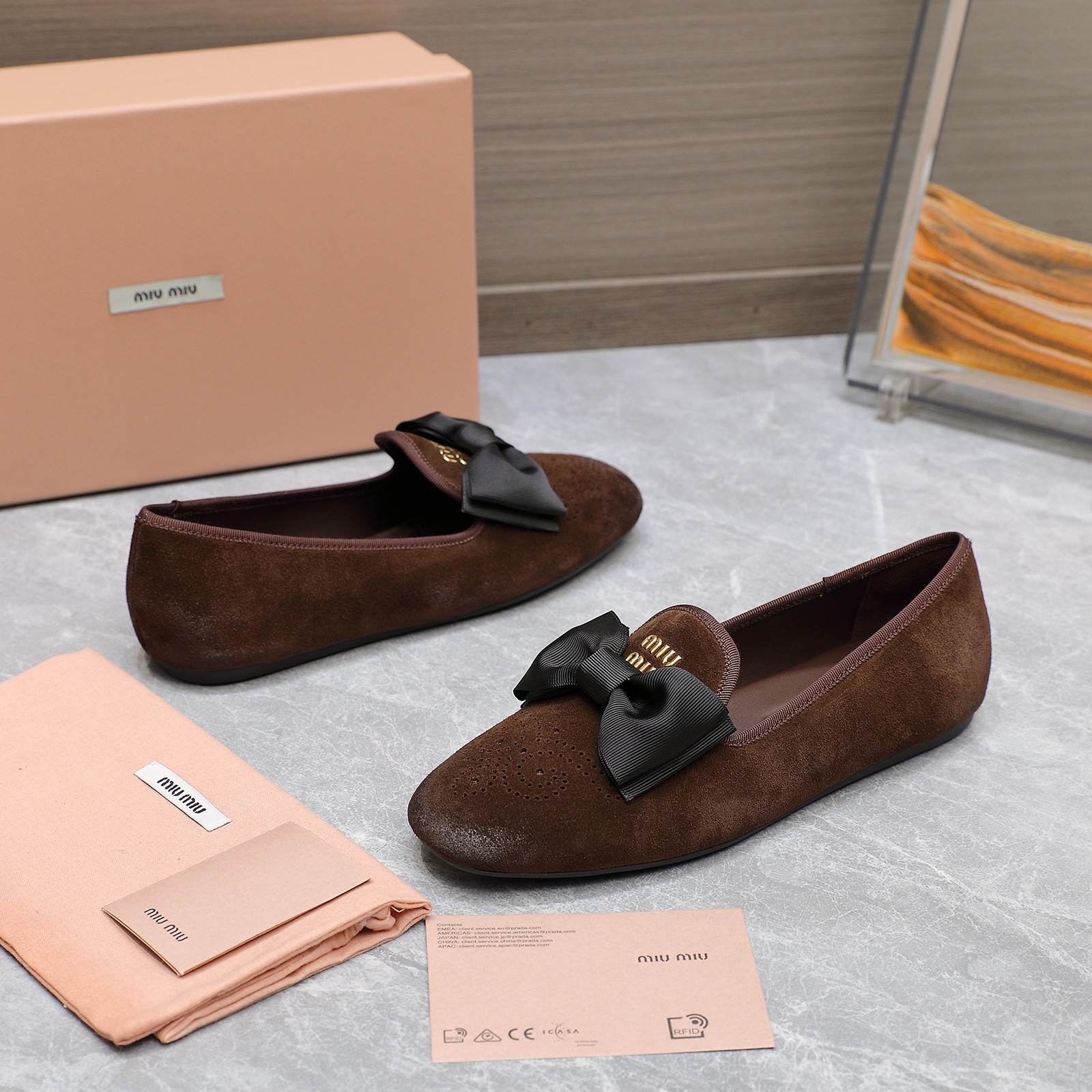 Miu Miu Bow Accent Suede Loafers - Elegant and Cute, Perfect for Any Occasion 10 a1736429083905 1557