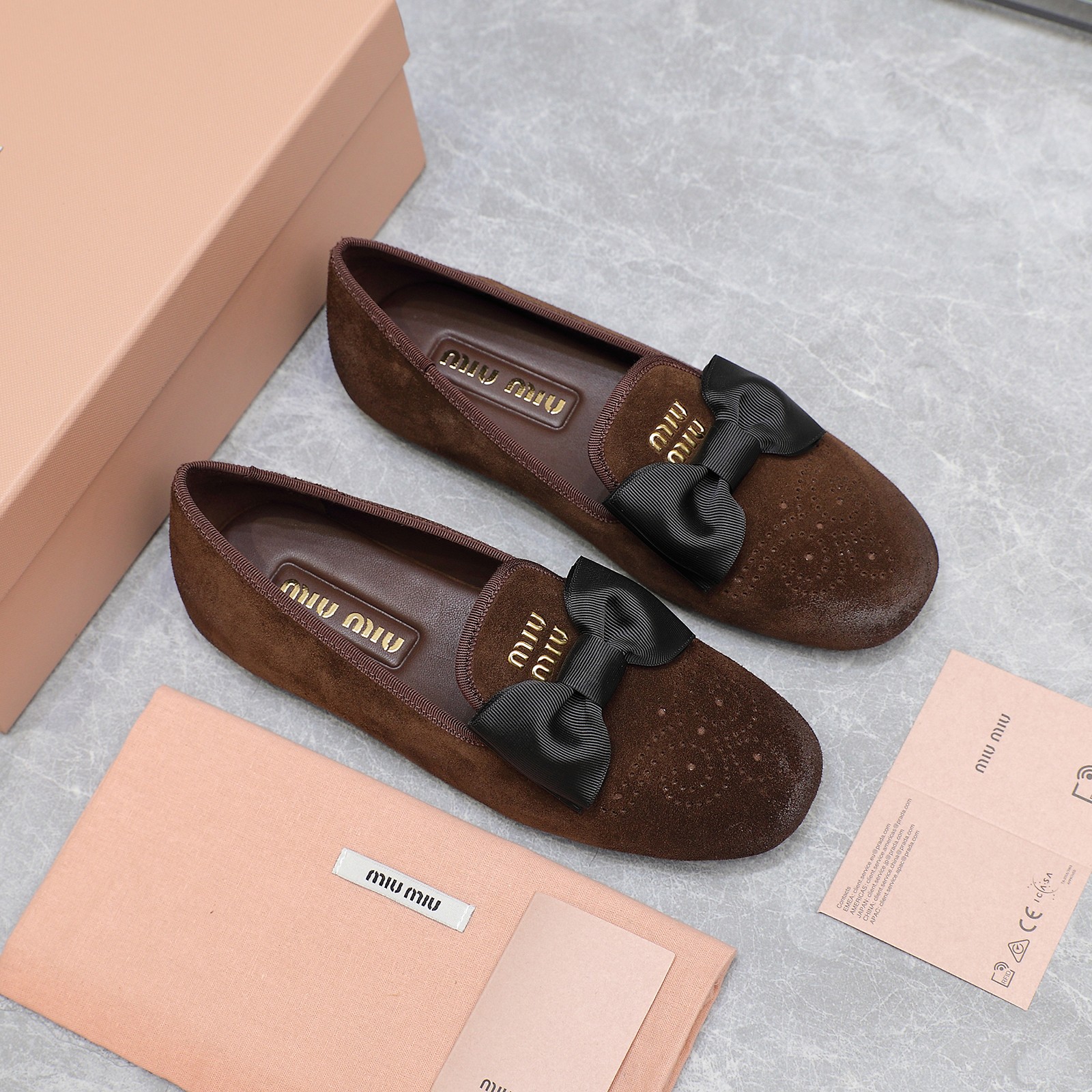 Miu Miu Bow Accent Suede Loafers - Elegant and Cute, Perfect for Any Occasion 3 a1736429083905 5342