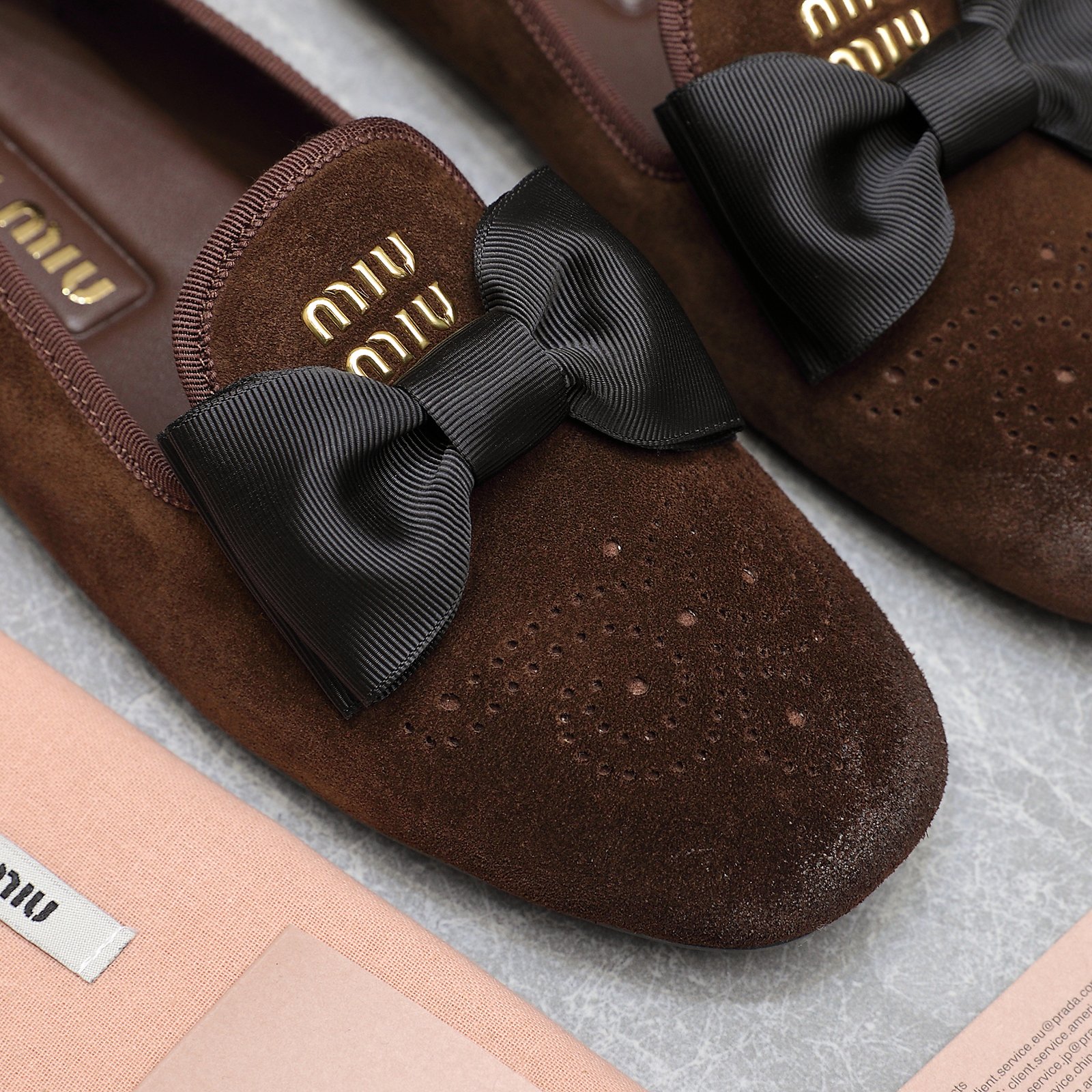Miu Miu Bow Accent Suede Loafers - Elegant and Cute, Perfect for Any Occasion 9 a1736429083909 6125