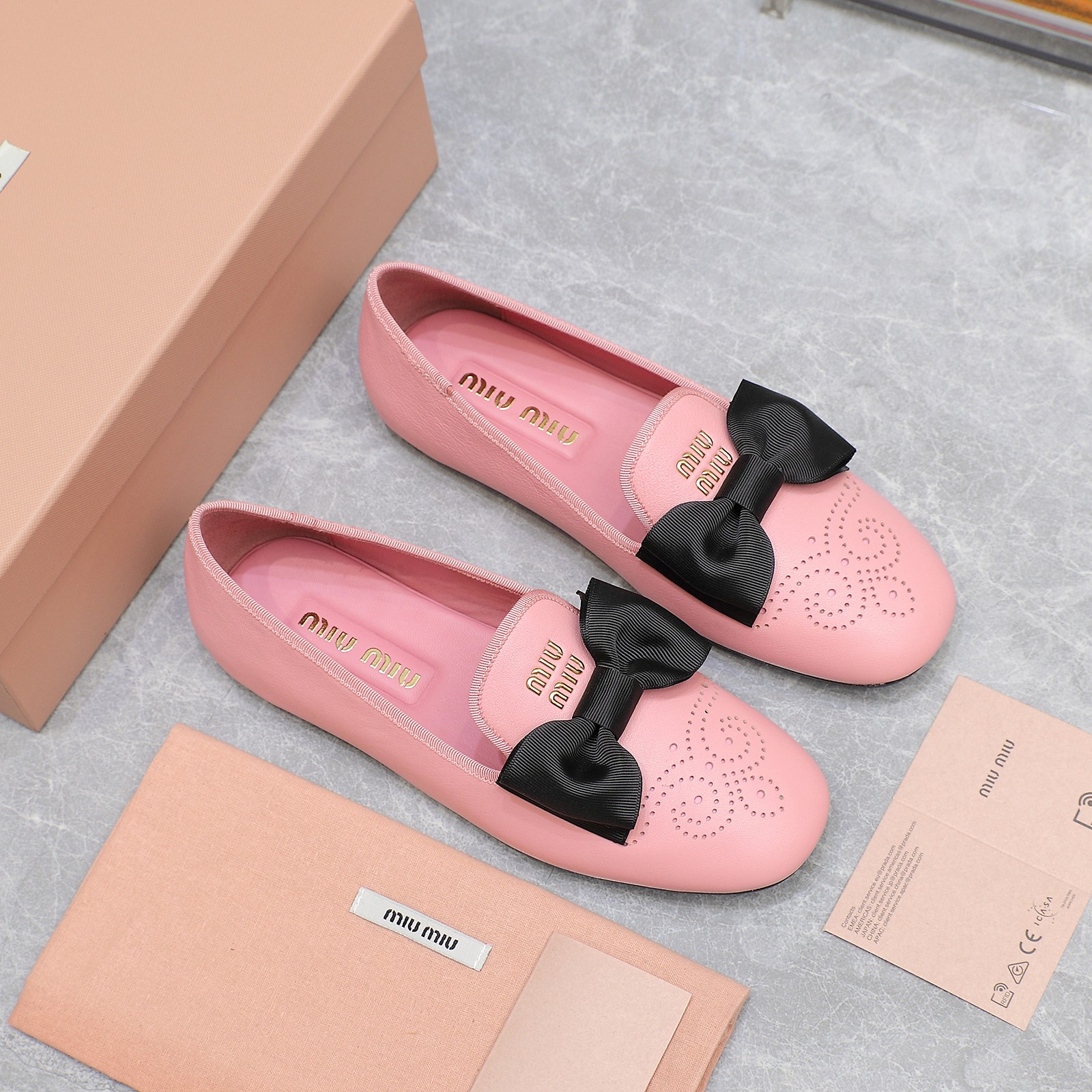 Miu Miu Bow-Embellished Leather Loafers Ballet Flats Slip-Ons 3 a1736429131751 3322