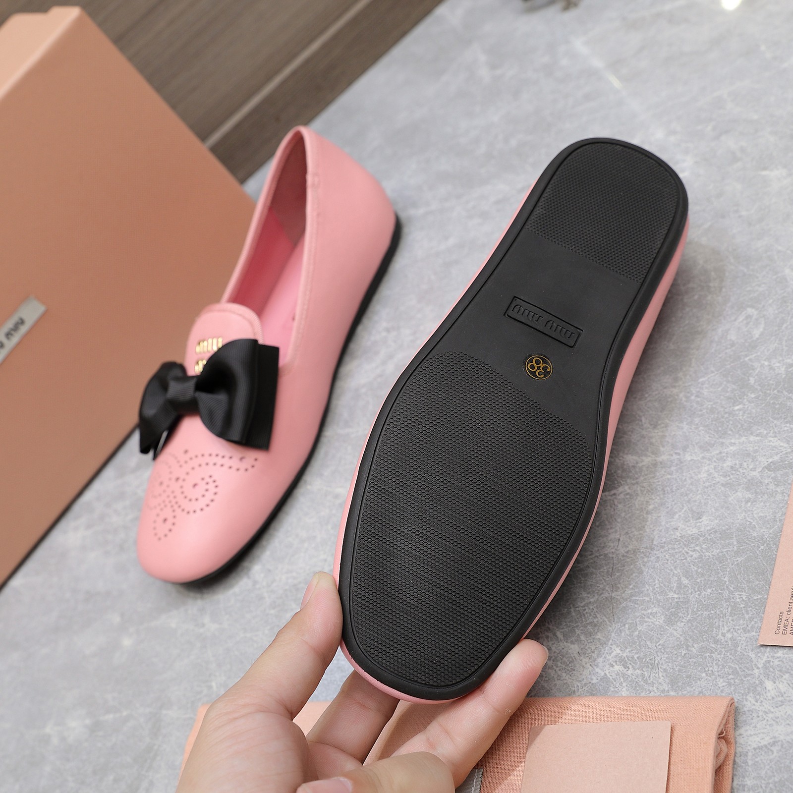 Miu Miu Bow-Embellished Leather Loafers Ballet Flats Slip-Ons 8 a1736429131806 6703