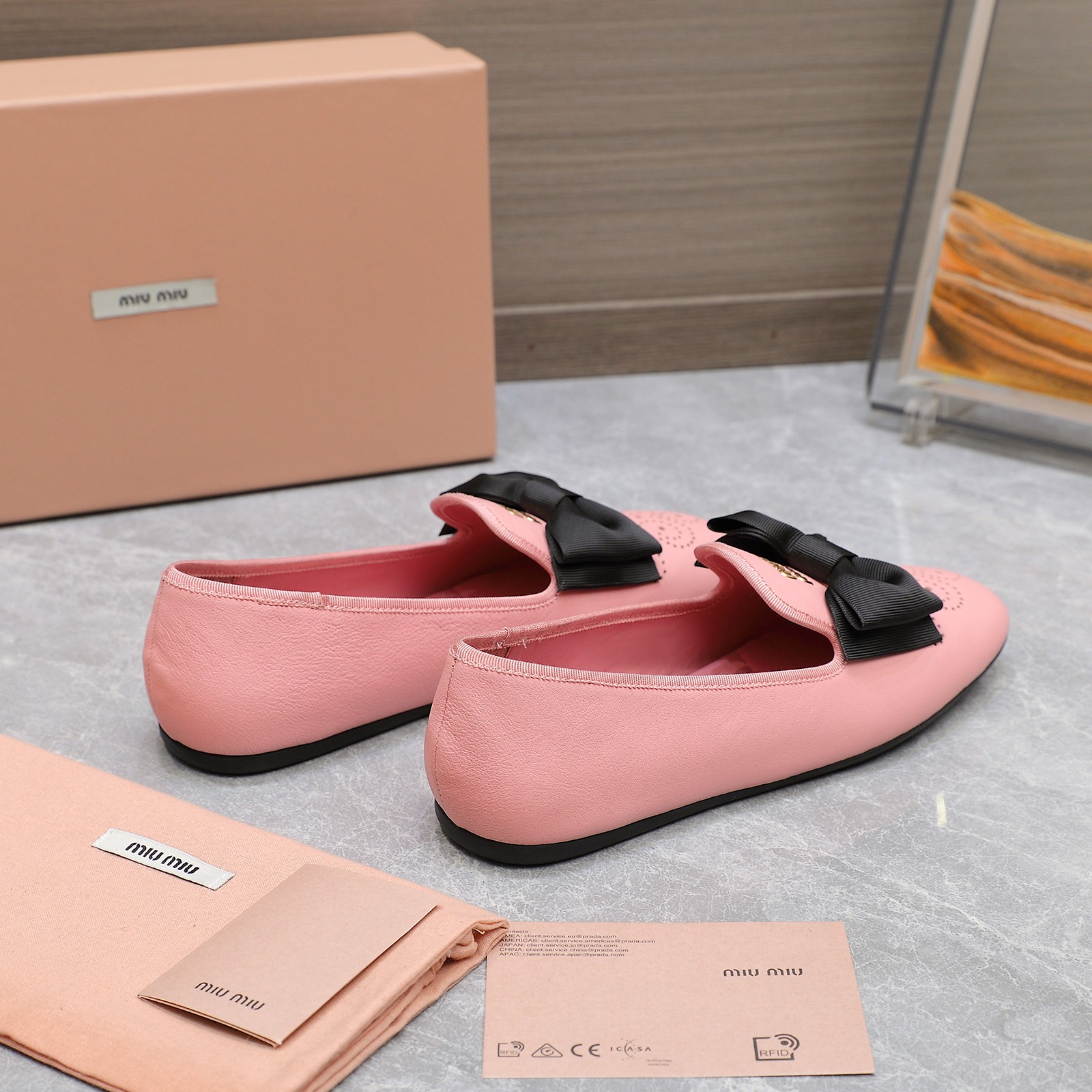 Miu Miu Bow-Embellished Leather Loafers Ballet Flats Slip-Ons 9 a1736429133765 3773