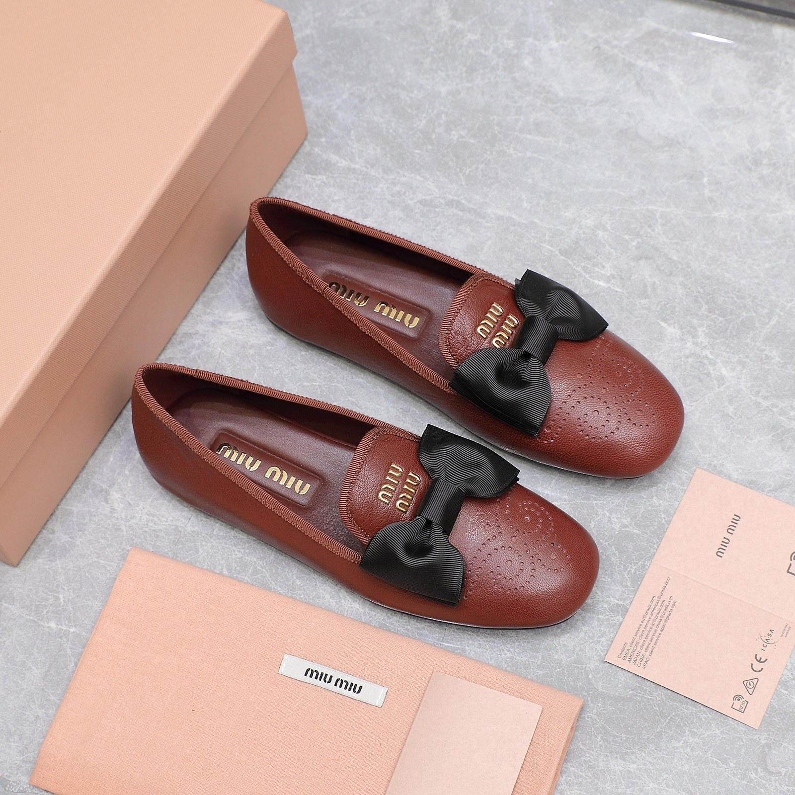 Miu Miu Bow-Embellished Perforated Leather Loafers Ballet Flats 3 a1736429156954 7675