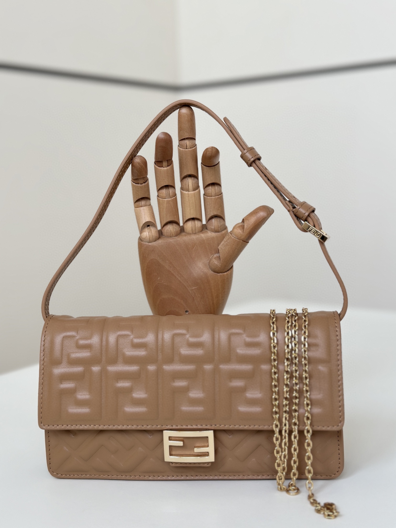 Fendi Baguette Chain Wallet in Soft Nappa Leather with Embossed FF Motif 2 i1726048613 6923 0